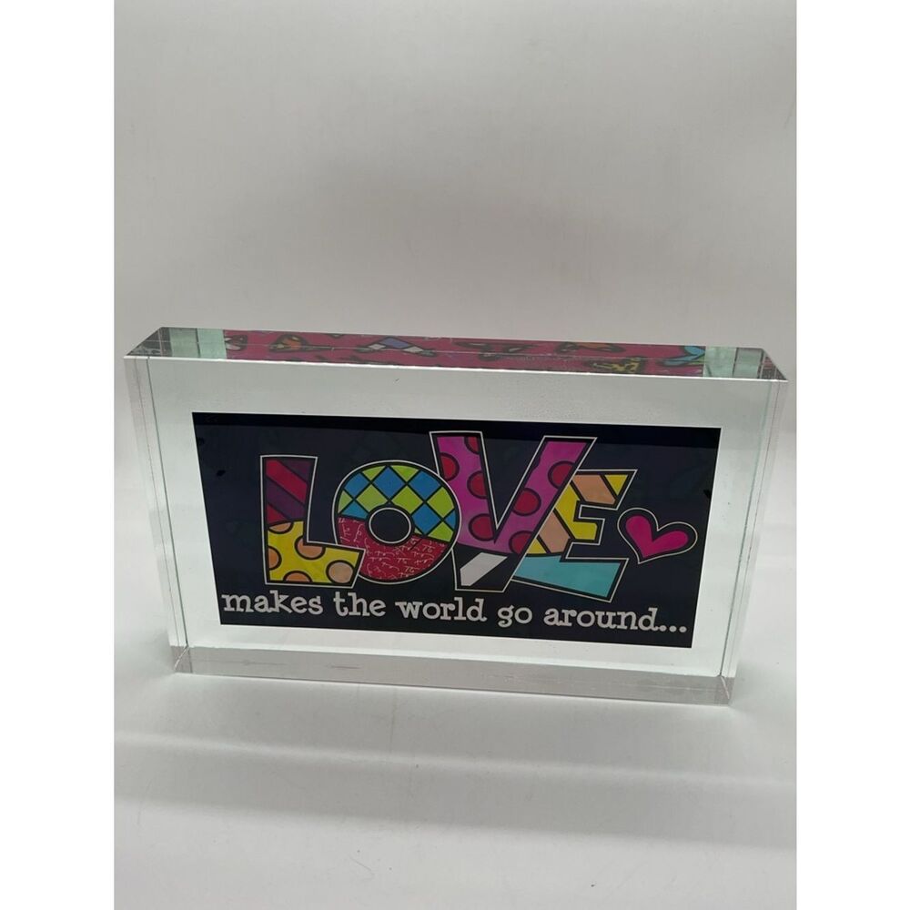 Romero Britto LOVE Mixed Media Block Art